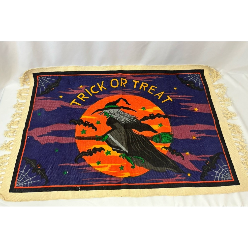 Vintage Hayim Company 1997 Halloween Wicked Witch Fringed Mat 28.5x46"